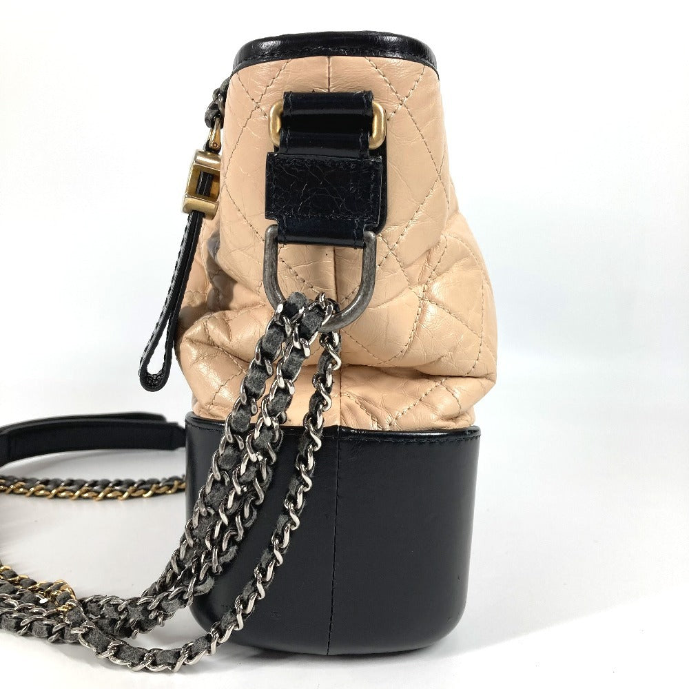 CHANEL A93824 Two-tone Gabriel Matelasse Quilted Crossbody Chain Shoulder Bag in Beige Leather