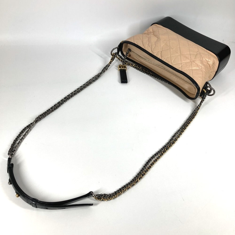 CHANEL A93824 Two-tone Gabriel Matelasse Quilted Crossbody Chain Shoulder Bag in Beige Leather