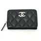 CHANEL AP3728 25B Matelasse Star Coco Mark Zip Bifold Wallet in Caviar Leather, Women's, Black