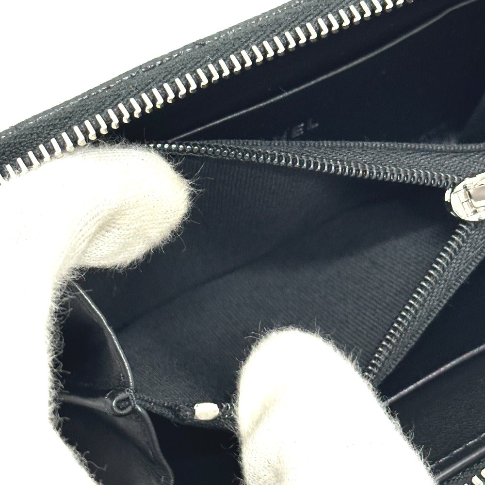 CHANEL AP3728 25B Matelasse Star Coco Mark Zip Bifold Wallet in Caviar Leather, Women's, Black
