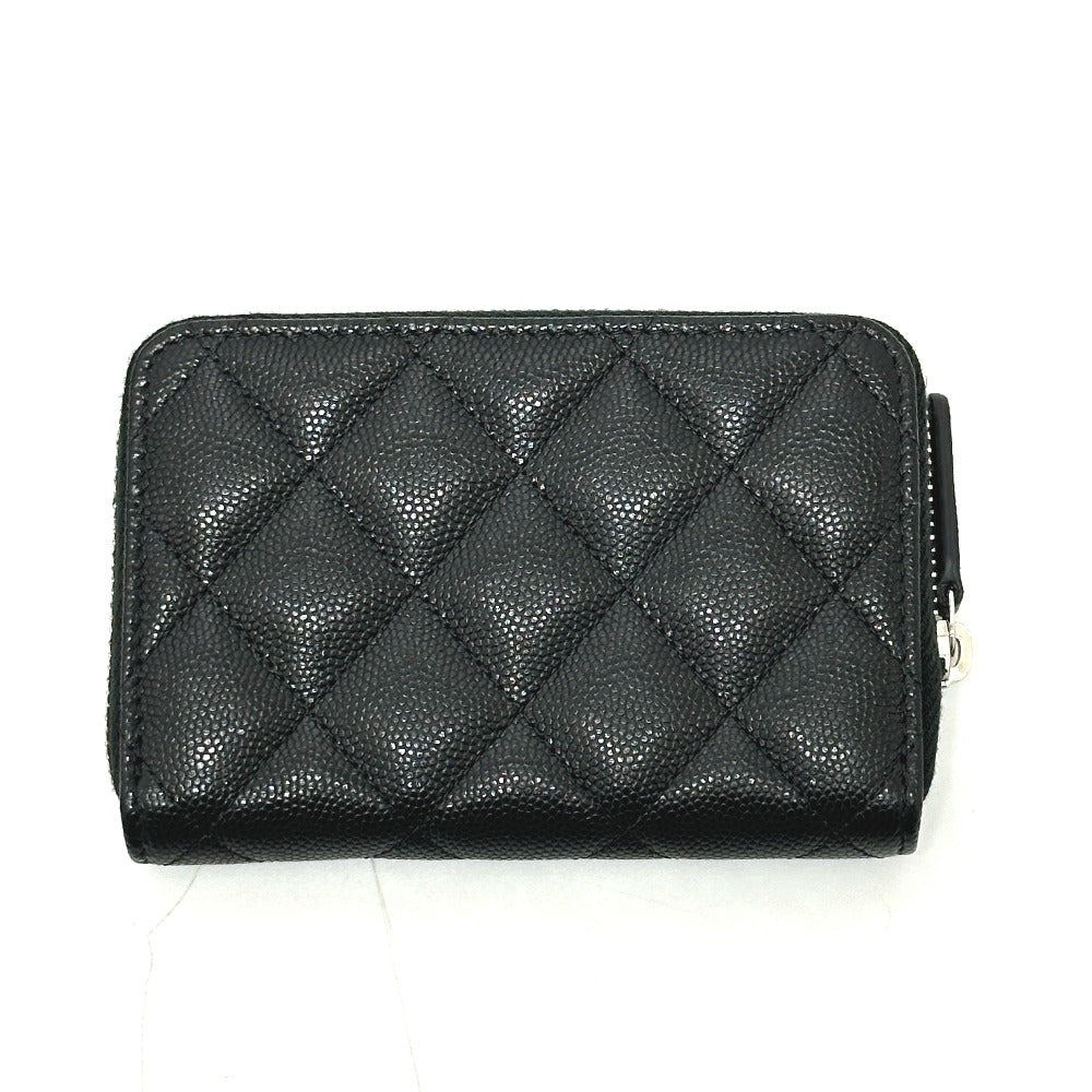 CHANEL AP3728 25B Matelasse Star Coco Mark Zip Bifold Wallet in Caviar Leather, Women's, Black