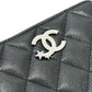 CHANEL AP3728 25B Matelasse Star Coco Mark Zip Bifold Wallet in Caviar Leather, Women's, Black
