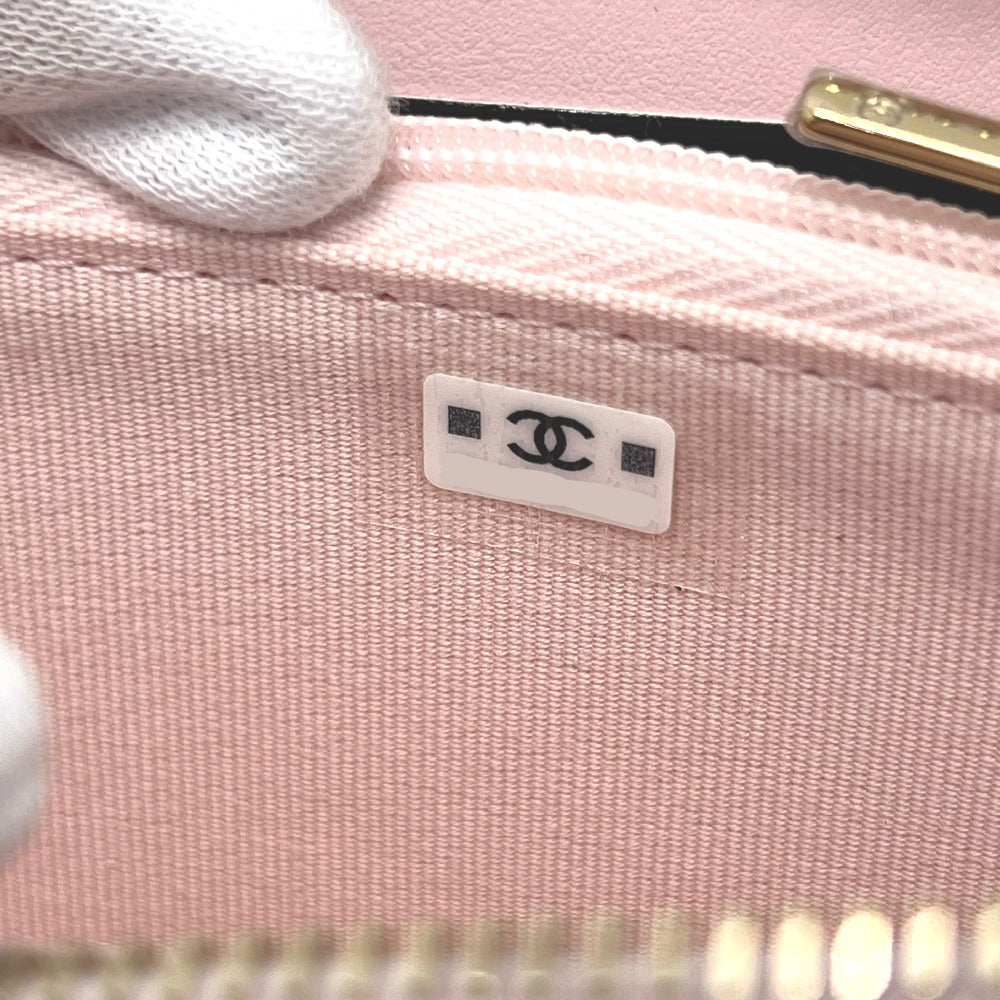 CHANEL AP4658 Coco Mark Zip Coin Purse Long Wallet in Caviar Leather, Women's, Pink