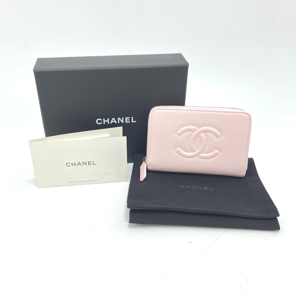 CHANEL AP4658 Coco Mark Zip Coin Purse Long Wallet in Caviar Leather, Women's, Pink