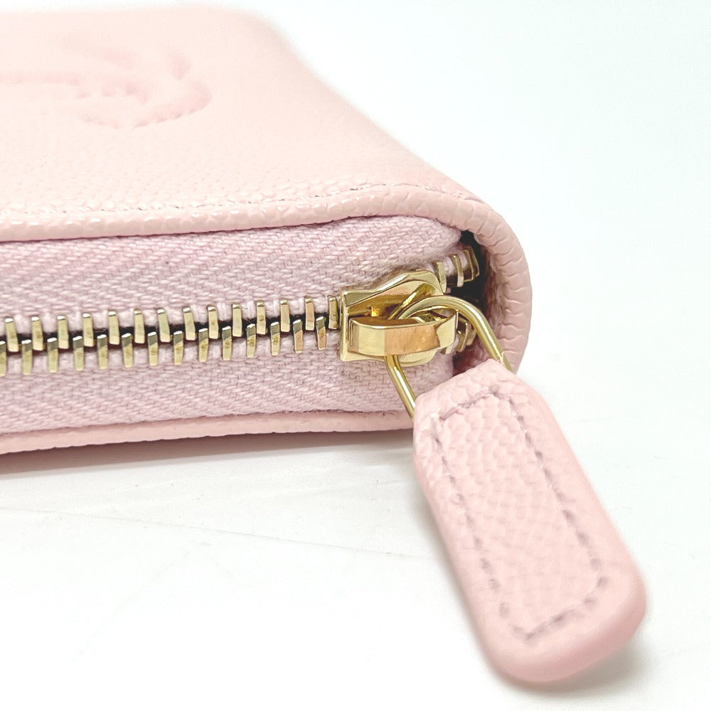 CHANEL AP4658 Coco Mark Zip Coin Purse Long Wallet in Caviar Leather, Women's, Pink