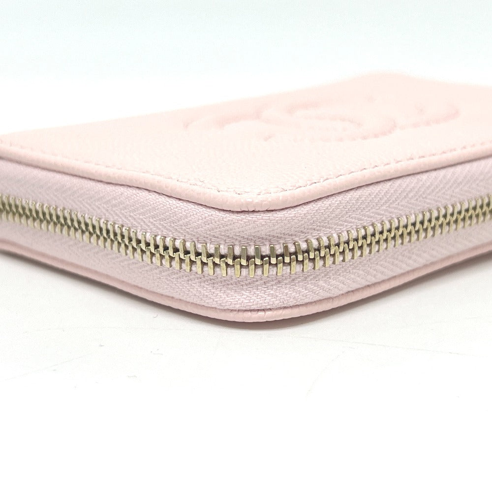 CHANEL AP4658 Coco Mark Zip Coin Purse Long Wallet in Caviar Leather, Women's, Pink