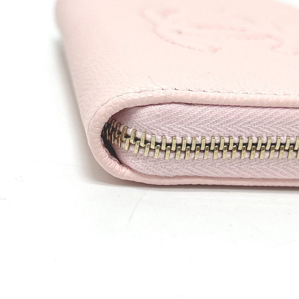 CHANEL AP4658 Coco Mark Zip Coin Purse Long Wallet in Caviar Leather, Women's, Pink