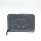 CHANEL AP4658 Coco Mark Zip Coin Purse Long Wallet Caviar Leather Women's Black