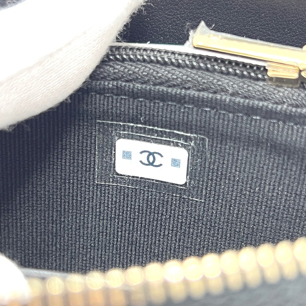 CHANEL AP4658 Coco Mark Zip Coin Purse Long Wallet Caviar Leather Women's Black