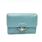 CHANEL Push Lock Half Coco Mark Compact Wallet, Tri-fold Leather Wallet, Women's, Light Blue