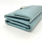 CHANEL Push Lock Half Coco Mark Compact Wallet, Tri-fold Leather Wallet, Women's, Light Blue