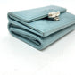 CHANEL Push Lock Half Coco Mark Compact Wallet, Tri-fold Leather Wallet, Women's, Light Blue