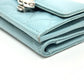 CHANEL Push Lock Half Coco Mark Compact Wallet, Tri-fold Leather Wallet, Women's, Light Blue