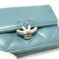 CHANEL Push Lock Half Coco Mark Compact Wallet, Tri-fold Leather Wallet, Women's, Light Blue