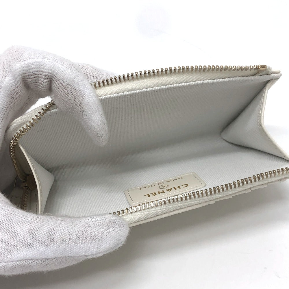 CHANEL AP4661 Cruise Collection CC Mark CC Logo Wallet Coin Compartment coin purse Fragment Case Zip Compact Wallet Card Case Caviar Leather White Used