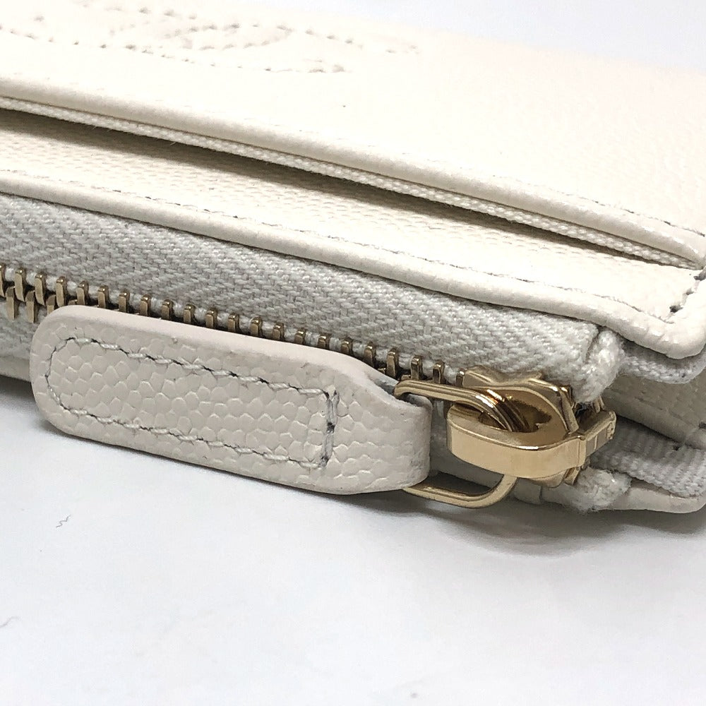 CHANEL AP4661 Cruise Collection CC Mark CC Logo Wallet Coin Compartment coin purse Fragment Case Zip Compact Wallet Card Case Caviar Leather White Used