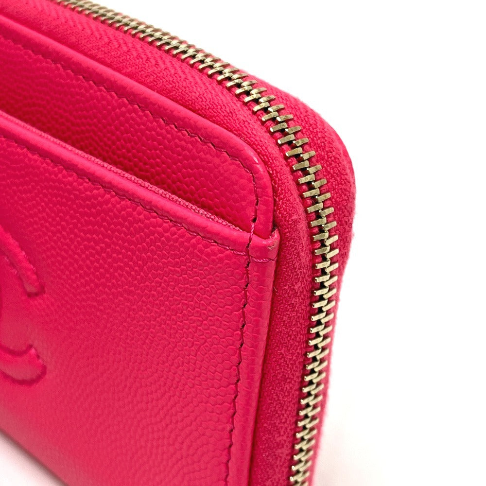 CHANEL AP4661 クルーズ コレクション フラグメントケース ジップ コンパクトウォレット カードケース ウォレット 財布 コインケース キャビアスキン レディース ピンク