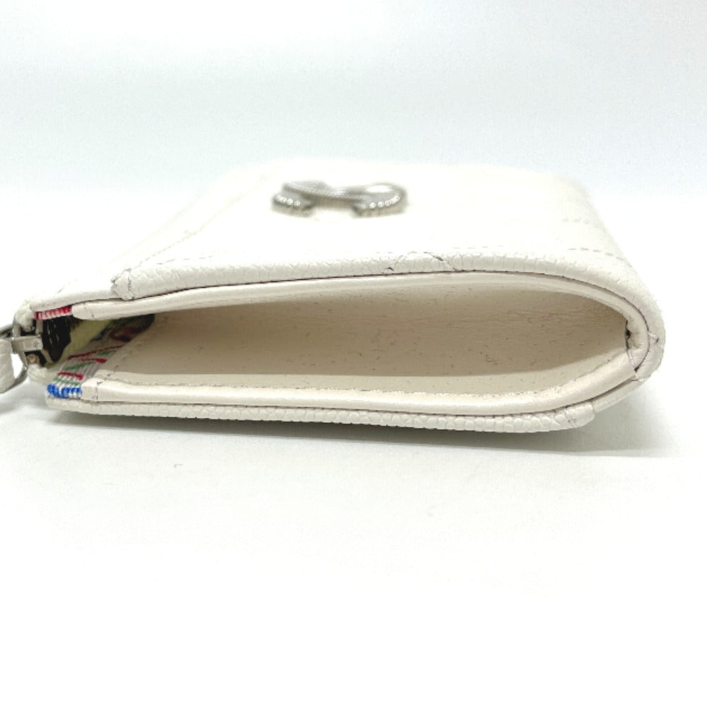 CHANEL Matelasse CC Mark Fragment Case Card Case Mini Wallet coin purse Caviar Leather White/SilverHardware Used