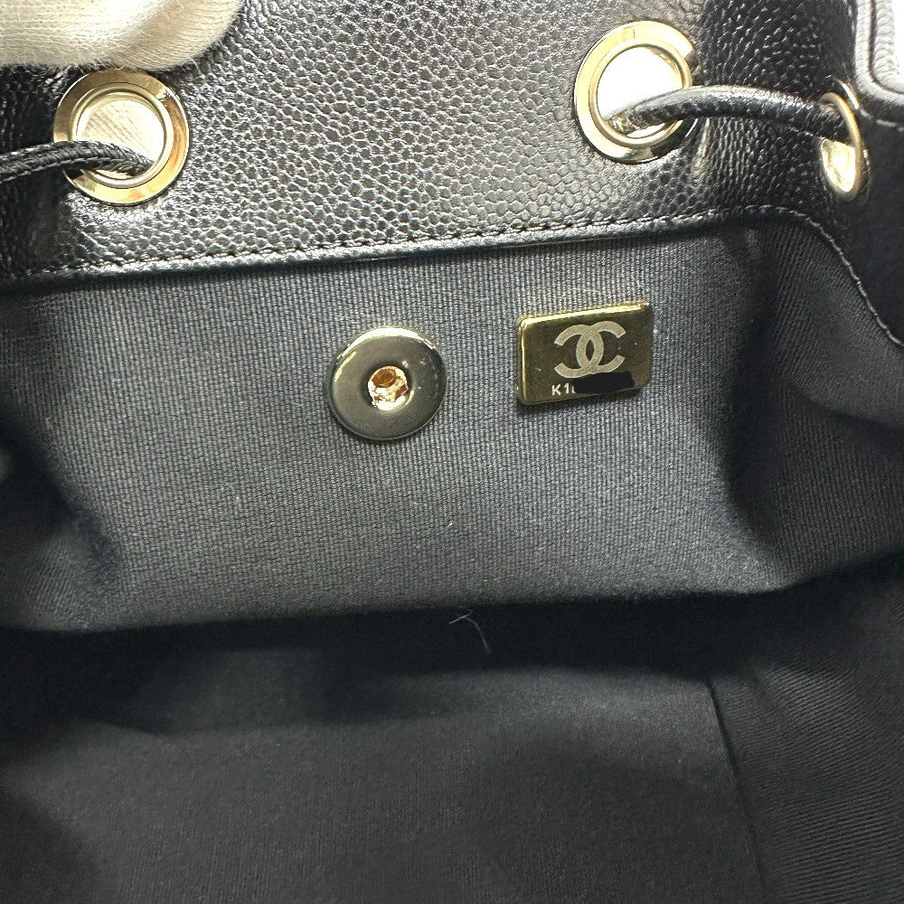 CHANEL AS3530 CC Mark Turnlock Mini backpack Backpack Grain Calfskin Leather Black Used