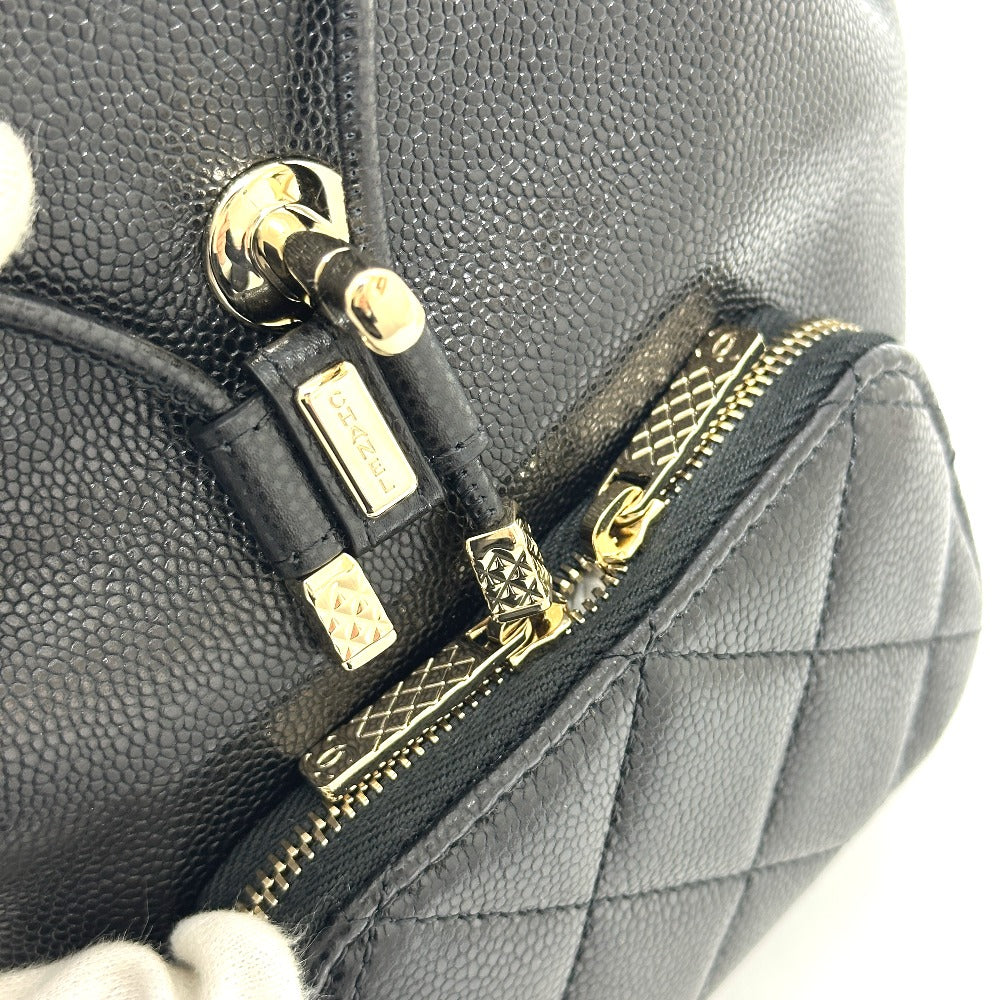 CHANEL AS3530 CC Mark Turnlock Mini backpack Backpack Grain Calfskin Leather Black Used
