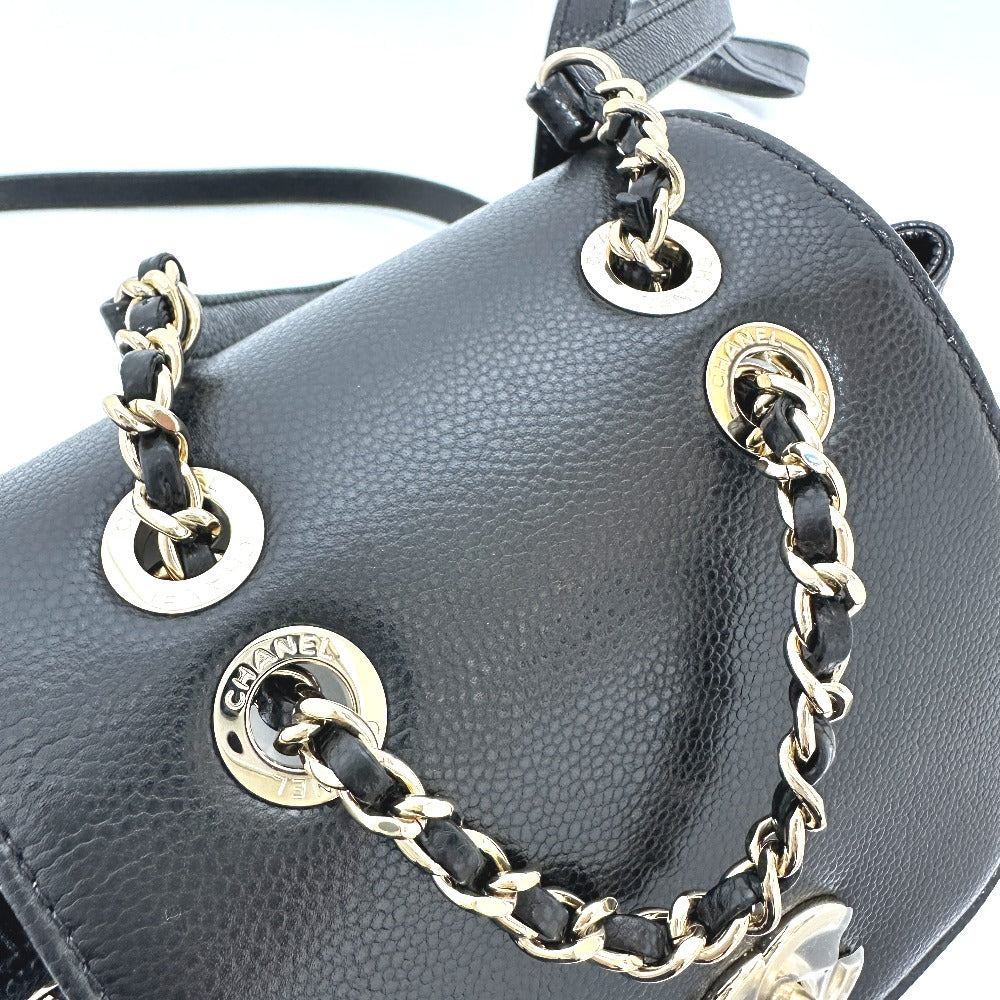 CHANEL AS3530 CC Mark Turnlock Mini backpack Backpack Grain Calfskin Leather Black Used