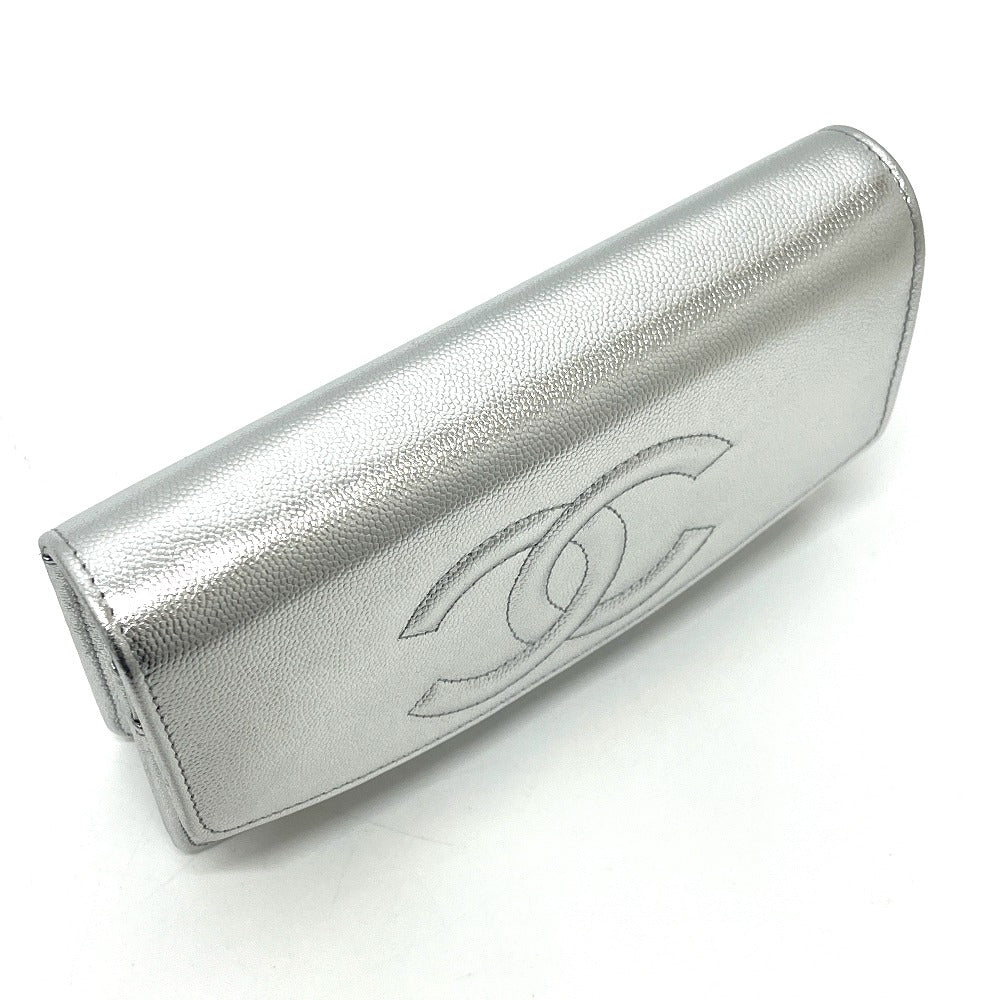 CHANEL AP4653 メティエダール コレクション ココマーク チェーンウォレット ショルダーバッグ キャビアスキン レディース シルバー