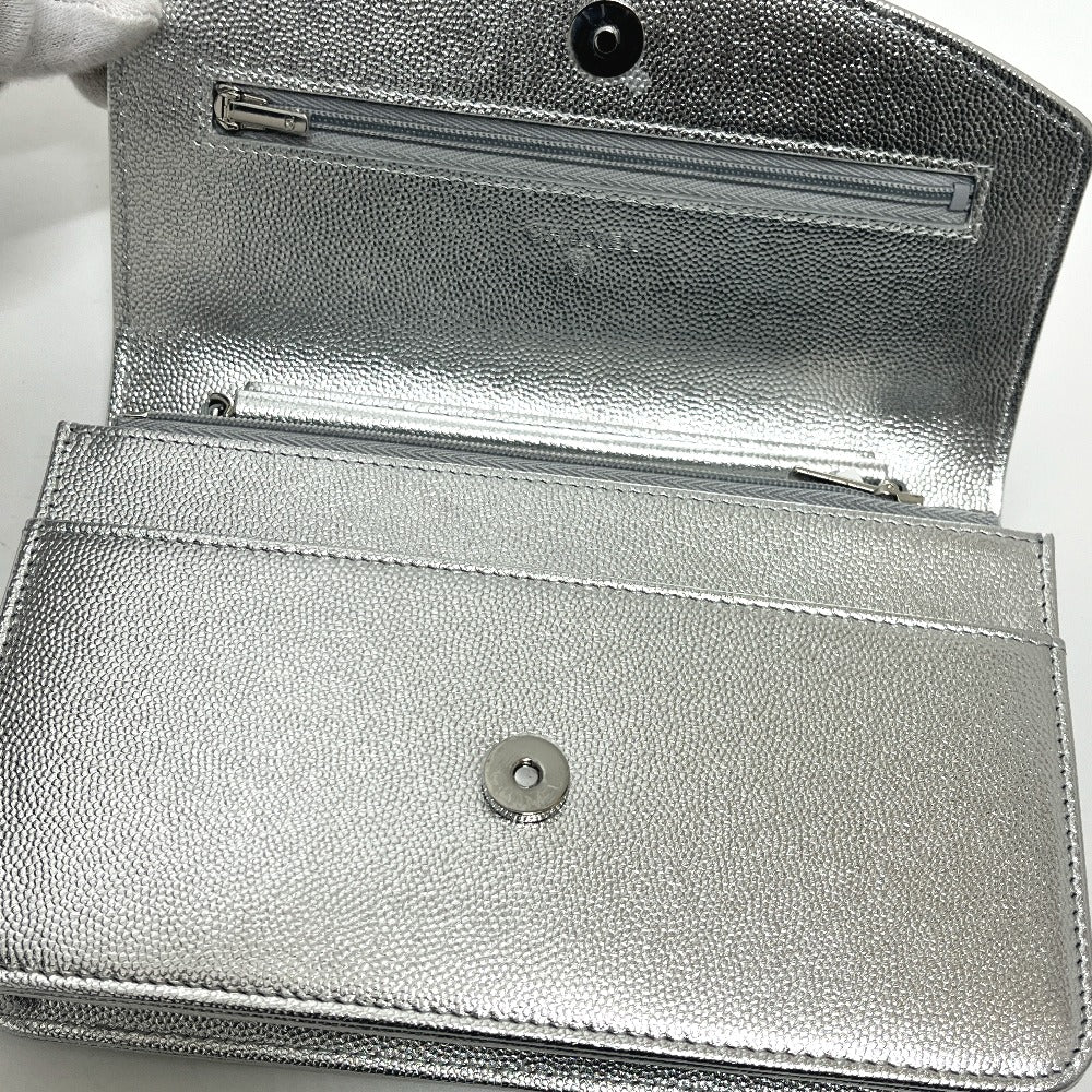 CHANEL AP4653 メティエダール コレクション ココマーク チェーンウォレット ショルダーバッグ キャビアスキン レディース シルバー
