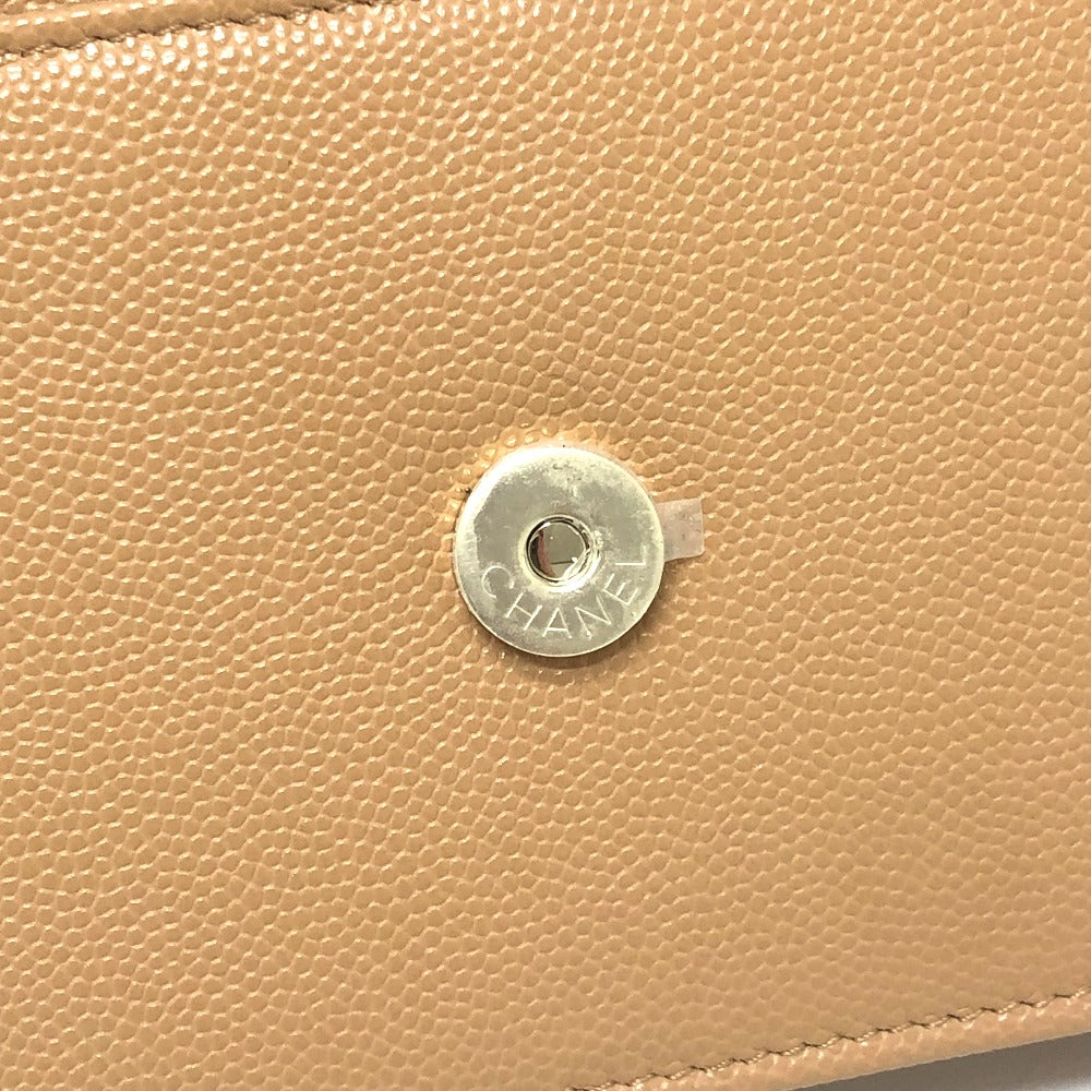 CHANEL AP4653 メティエダール コレクション ココマーク カバン チェーンウォレット 斜め掛け ショルダーバッグ キャビアスキン レディース ベージュ