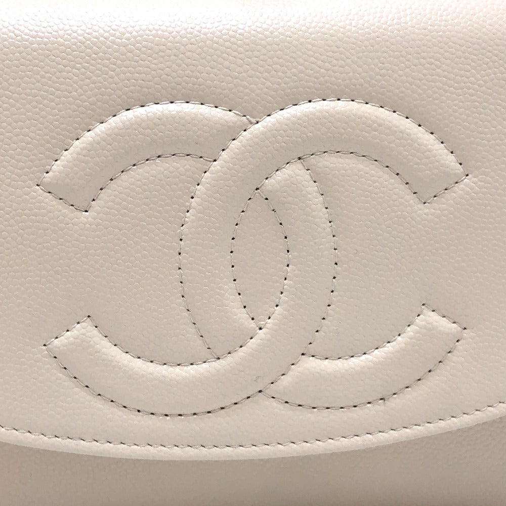 CHANEL AP4653 Metiers d'Art Collection Coco Mark Bag Chain Wallet Diagonal Shoulder Bag Caviar Skin Ladies Cream White White