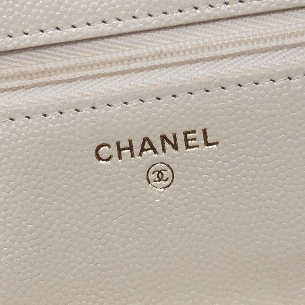CHANEL AP4653 Metiers d'Art Collection Coco Mark Bag Chain Wallet Diagonal Shoulder Bag Caviar Skin Ladies Cream White White