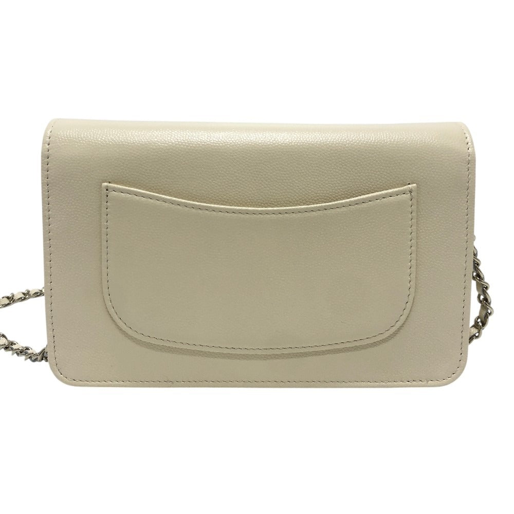 CHANEL AP4653 Metiers d'Art Collection Coco Mark Bag Chain Wallet Diagonal Shoulder Bag Caviar Skin Ladies Cream White White