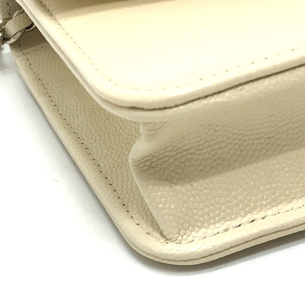 CHANEL AP4653 Metiers d'Art Collection Coco Mark Bag Chain Wallet Diagonal Shoulder Bag Caviar Skin Ladies Cream White White
