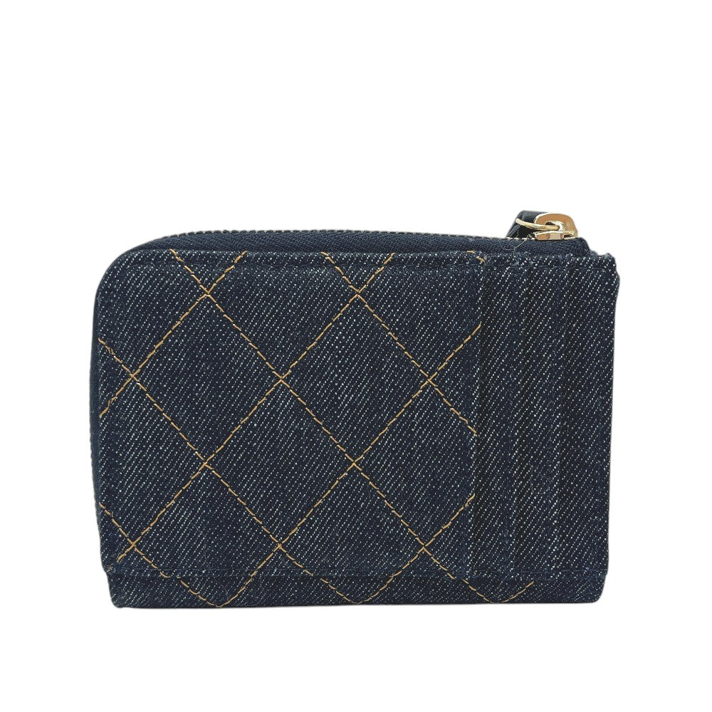 CHANEL AP4893 Matelasse CC Mark Card holder, fragment case, wallet coin purse Denim blue/GoldHardware Used