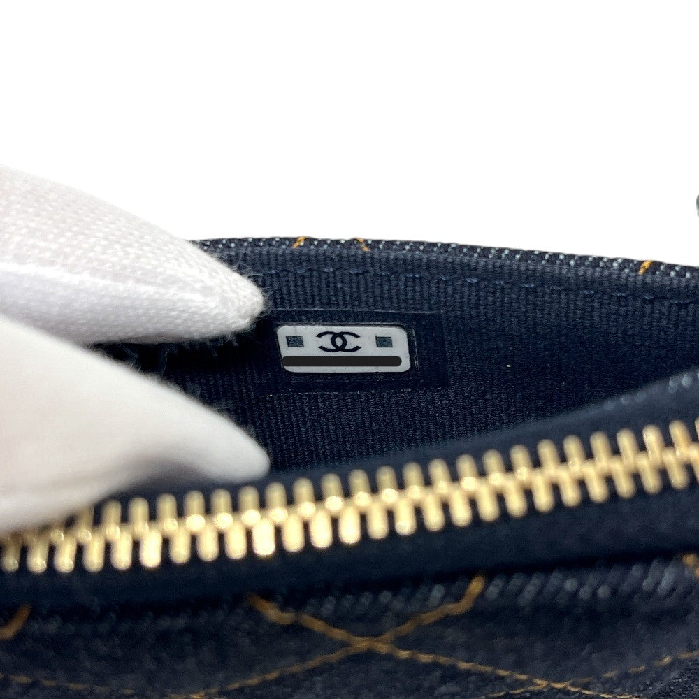 CHANEL AP4893 Matelasse CC Mark Card holder, fragment case, wallet coin purse Denim blue/GoldHardware Used