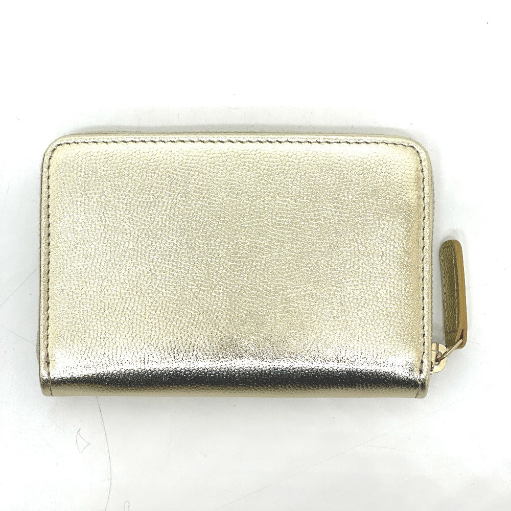CHANEL AP4658 Coco Mark Métiers d'Art Card Case, Mini Wallet, Coin Case, Caviar Leather, Women's, Gold
