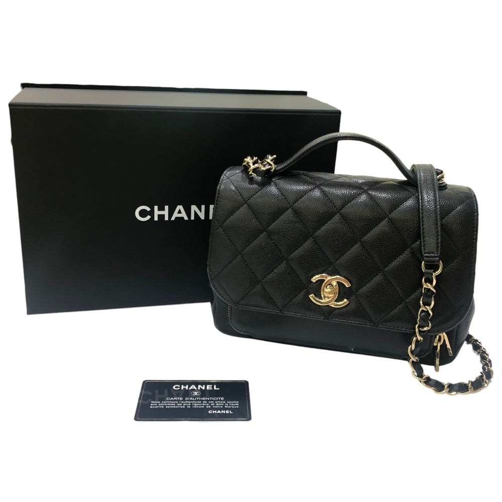 CHANEL A93749 ビジネス アフィニティ 2WAY カバン ショルダーバッグ キャビアスキン レディース ブラック
