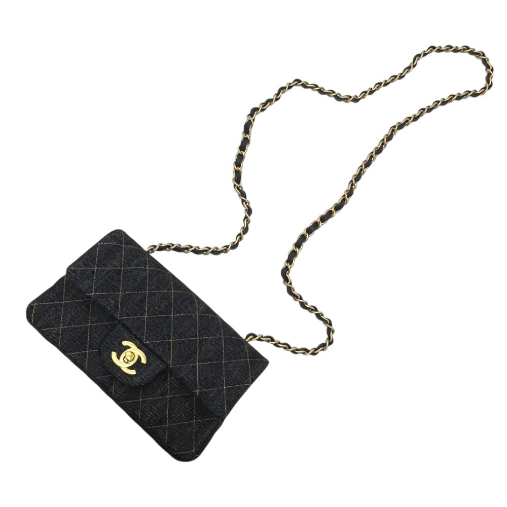 CHANEL A69900 Matelasse Mini Matelasse 20 Single Chain Bag Crossbody Shoulder Bag Denim Women's Indigo Blue Blue