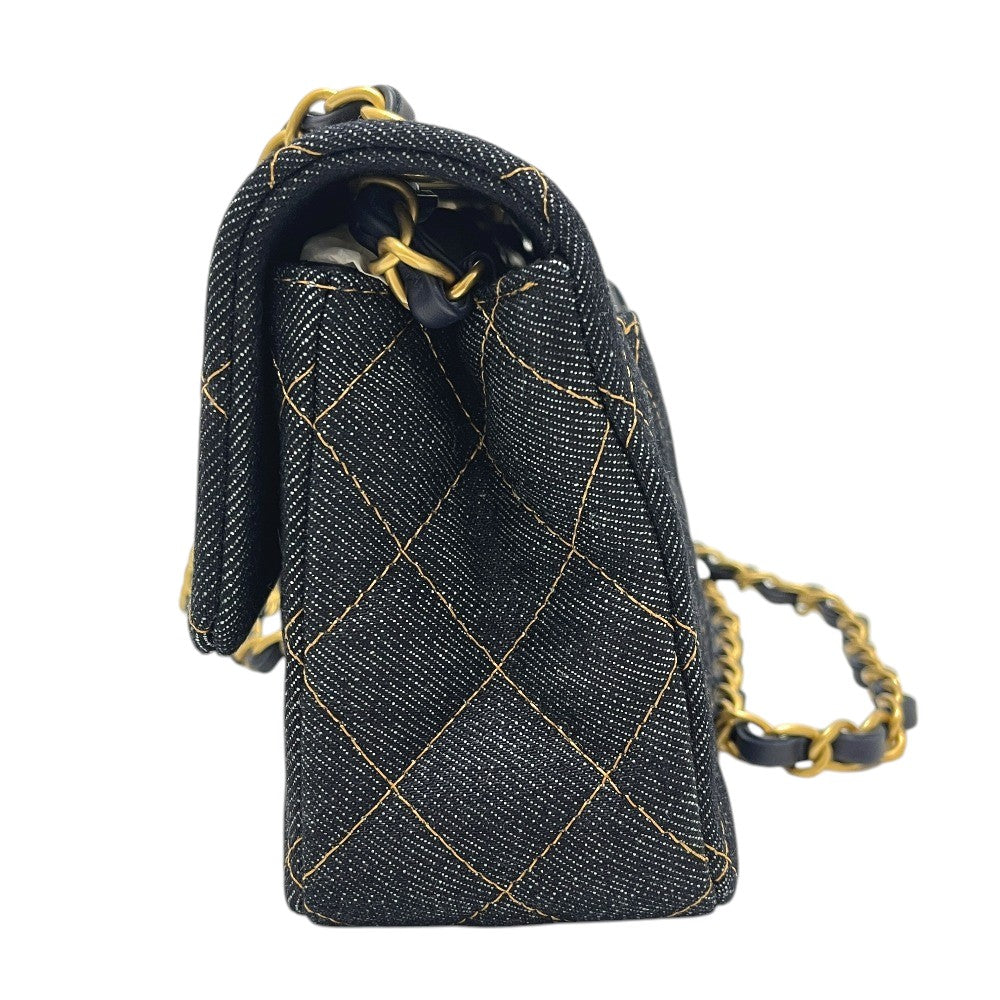 CHANEL A69900 Matelasse Mini Matelasse 20 Single Chain Bag Crossbody Shoulder Bag Denim Women's Indigo Blue Blue