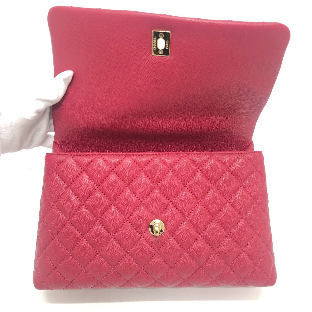 CHANEL A92991 Matelasse Coco Handle 29 2WAY Bag Shoulder Bag Chain Handbag Caviar Skin Women's Red