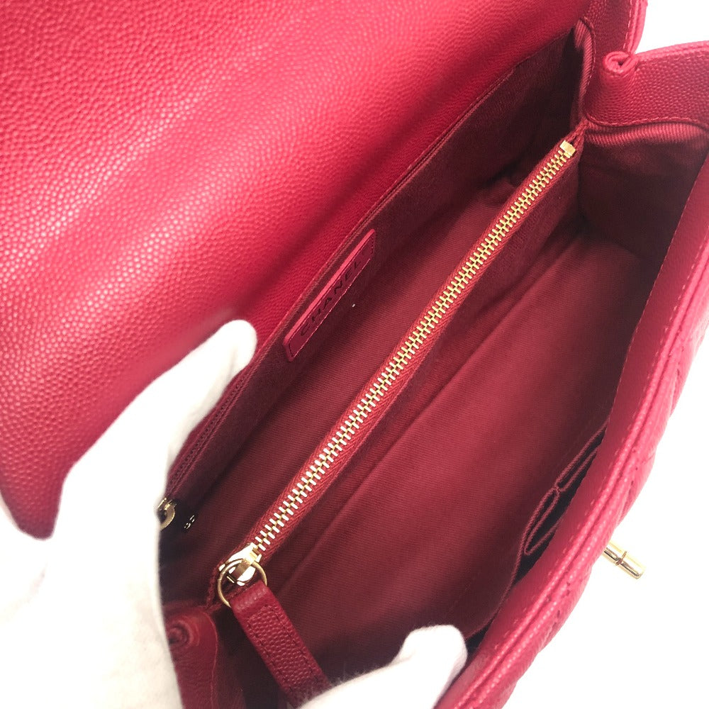 CHANEL A92991 Matelasse Coco Handle 29 2WAY Bag Shoulder Bag Chain Handbag Caviar Skin Women's Red