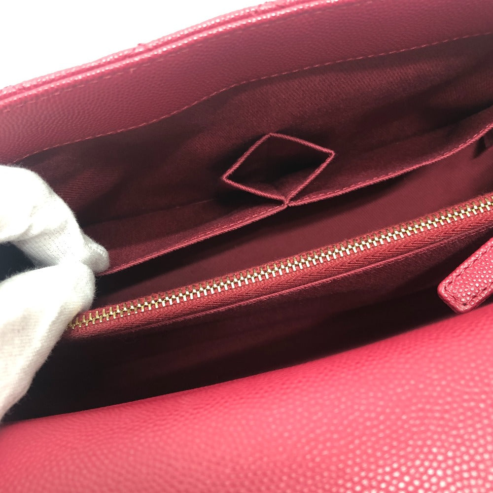 CHANEL A92991 Matelasse Coco Handle 29 2WAY Bag Shoulder Bag Chain Handbag Caviar Skin Women's Red