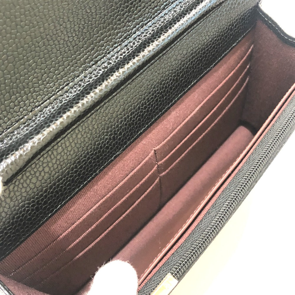 CHANEL AP0250 マトラッセ ココマーク チェーンウォレット カバン 財布 斜め掛け ショルダーバッグ キャビアスキン レディース ブラック