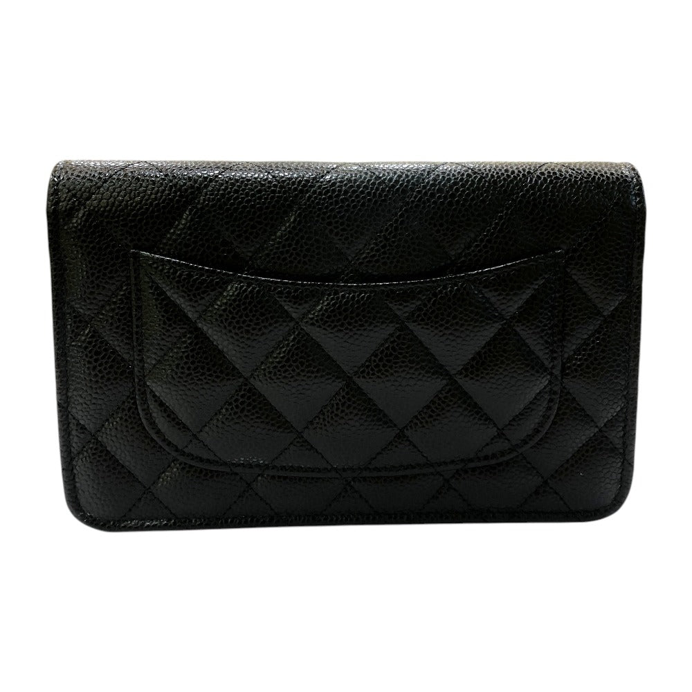 CHANEL AP0250 マトラッセ ココマーク チェーンウォレット カバン 財布 斜め掛け ショルダーバッグ キャビアスキン レディース ブラック