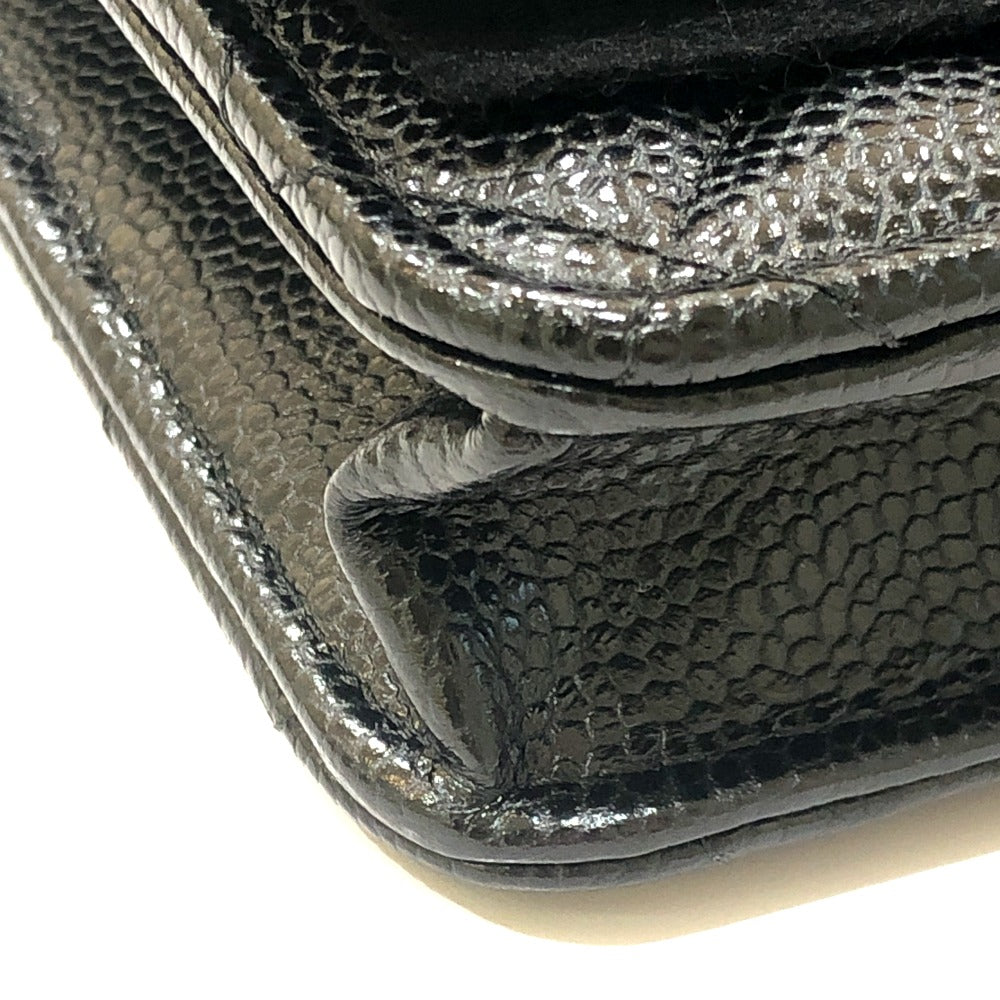 CHANEL AP0250 マトラッセ ココマーク チェーンウォレット カバン 財布 斜め掛け ショルダーバッグ キャビアスキン レディース ブラック