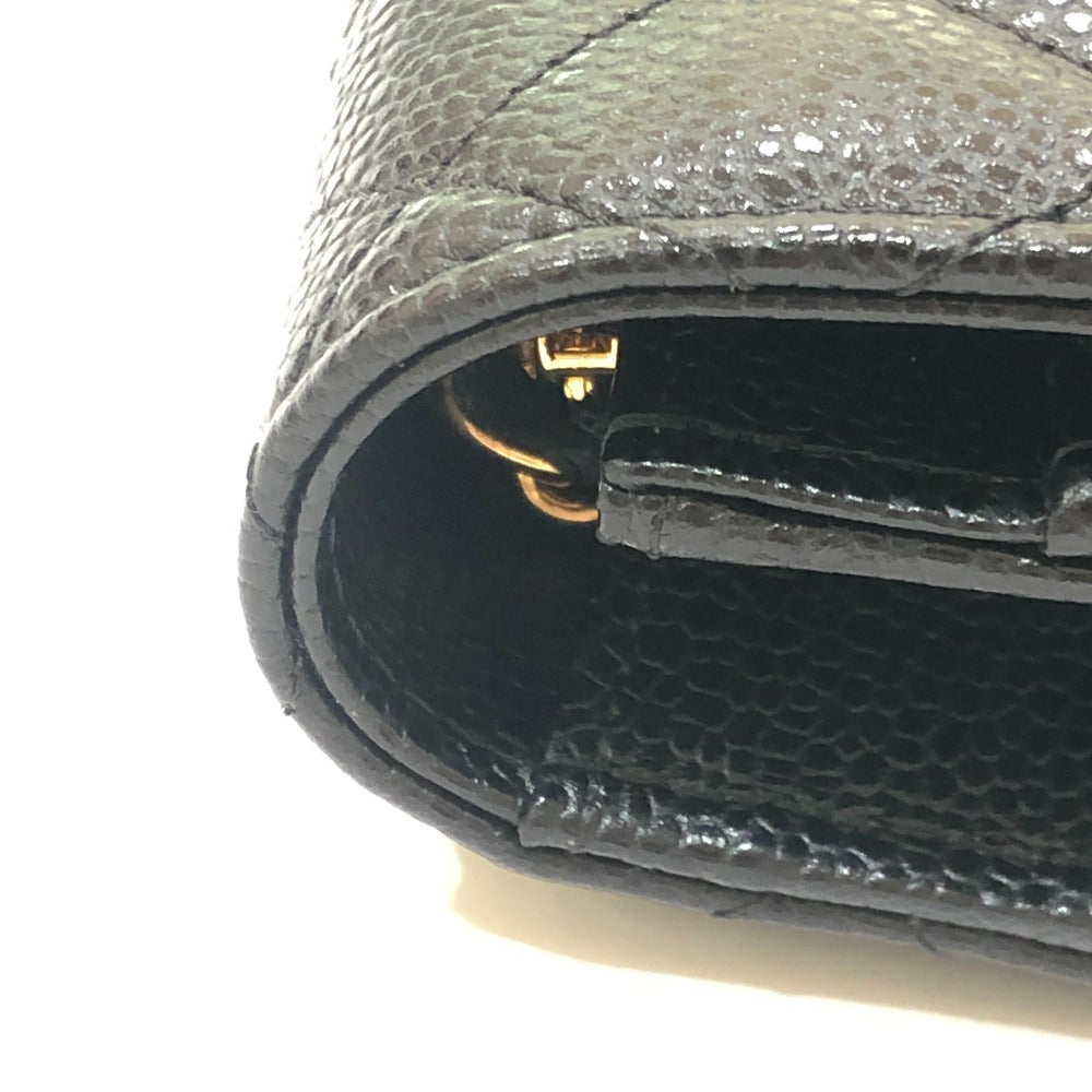 CHANEL AP0250 マトラッセ ココマーク チェーンウォレット カバン 財布 斜め掛け ショルダーバッグ キャビアスキン レディース ブラック