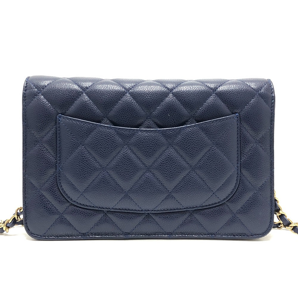 CHANEL AP0250 マトラッセ ココマーク クラシック チェーンウォレット カバン ゴールド金具 ショルダーバッグ キャビアスキン レディース ブルー
