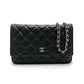 CHANEL AP0250 Matelasse CC Mark Classic Chain Wallet SilverHardware Shoulder Bag Caviar Leather Black Used