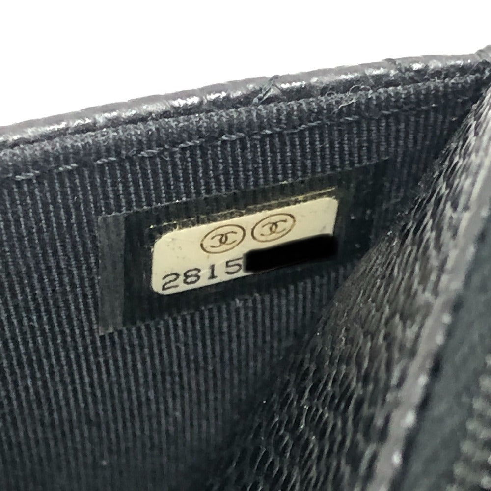 CHANEL AP0250 Matelasse CC Mark Classic Chain Wallet SilverHardware Shoulder Bag Caviar Leather Black Used