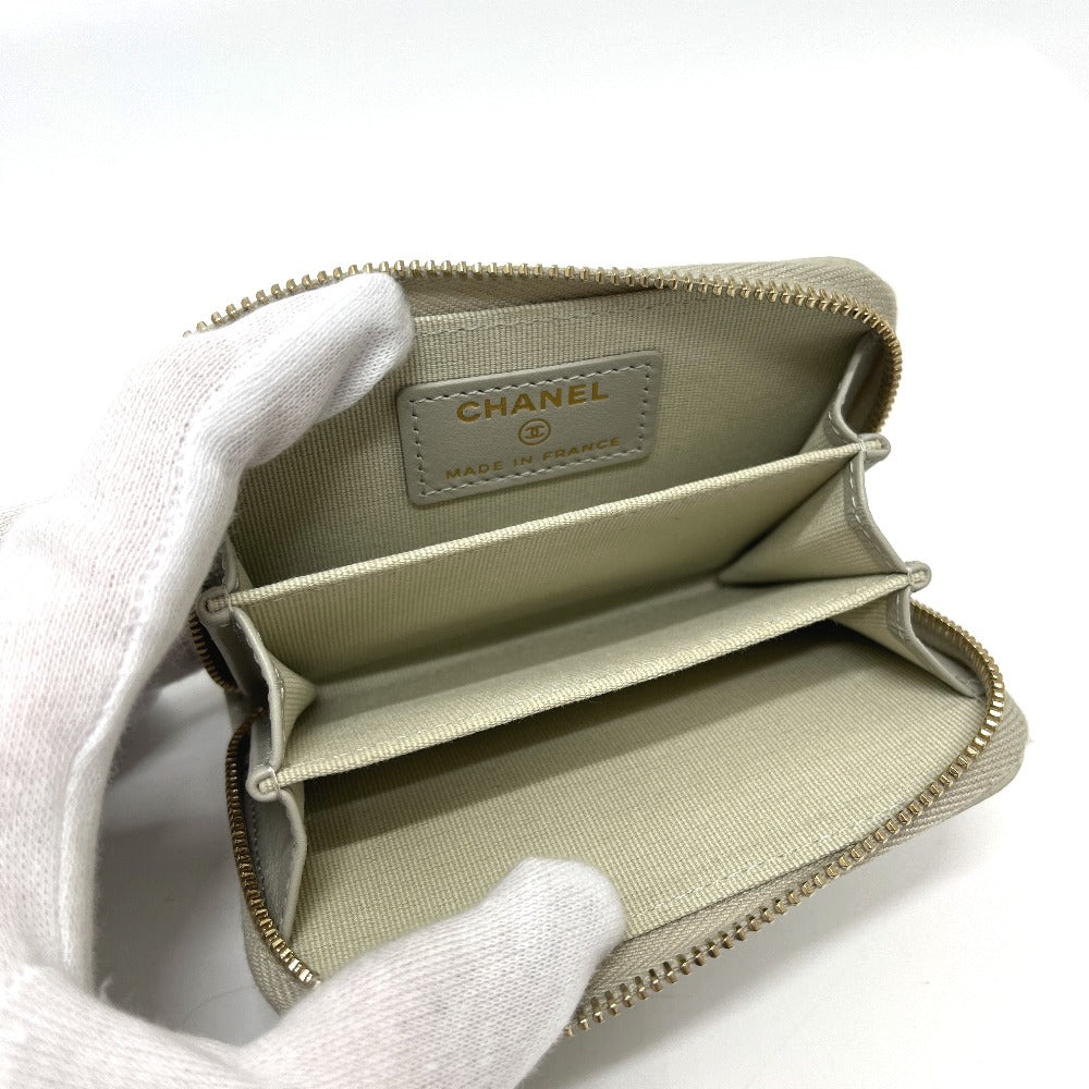 CHANEL AP0216 CC Mark Matelasse Classic Zip Wallet coin purse Caviar Leather gray/GoldHardware Used