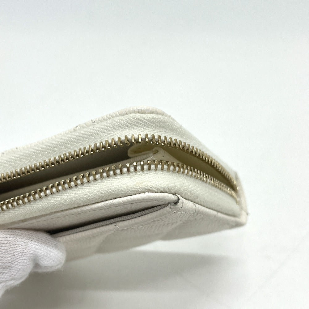 CHANEL AP0216 Matelasse CC Mark Classic Zip Coin purse Wallet coin purse Caviar Leather White/GoldHardware Used